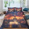 Generic Set di biancheria da letto con copripiumino 3D, motivo Torre Eiffel, per ragazzi, ragazze e bambini, con federe, in microfibra, per letto king size (220 x 240 cm)