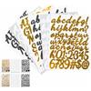 Godneei Set 60 Fogli Adesivi Lettere Oro Nero Bianco, Adesivi Autoadesivi | 17,2x12,8cm, lettere e numeri, per borracce, bicchieri, scrapbooking, cassette lettere