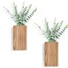 Dahey Confezione da 2 vasi da parete in legno di eucalipto artificiale, decorazione da appendere alla parete, per interni, piante finte, fiori verdi, soggiorno, camera da letto, cucina, casa, ufficio