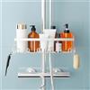 HouseUp Mensola da doccia senza foratura, per barra rotonda, in acciaio inox, per shampoo, portasapone (argento)