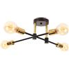 DLGLOLIN Lampadario a Sospensione Industriale, Plafoniera Vintage 4 Luci Apparecchio Nero Ottone, E27 Metallo Illuminazione a Soffitto Per Camera Da Letto Cucina Soggiorno Corridoio
