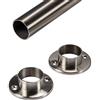 Gedotec, asta appendiabiti in acciaio inox, rotonda, per montaggio a parete, tubo per armadio da 1500 mm, per armadi e guardaroba, tubo per mobili Ø 25 mm, 1 pezzo