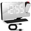 Adiwo Sveglia con Proiettore Soffitto, Orologio con proiettore 180°,Nero | sveglia digitale con proiezione, con Regolabili Luminosità e Volume, Doppia Allarme, Snooze, 12/24H, USB