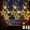 Lypumso Tenda Luminosa Stella, 3.5M 126 LED Luci di Natale con 12 Stelle 8 Modalità, Catena Luminosa Natale Batteria/USB IP44, per Decorazioni Natalizie Esterno/Interno, Finestra, Giardino, Balcone
