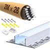 LASLUX 28 profili per piastrelle a LED, 2 m, profilo per cartongesso, 2 m, in alluminio, a incasso, canale e diffusore, per illuminazione indiretta, soffitto