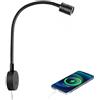Obeaming Lampade da Lettura Camper LED 12V, 3200K (Dimmabile) e Luce Notturna Rossa Soffusa, Dotato di Caricabatterie USB-C, per Barca Furgone Rimorchio Cabina, Flessibile Collo di Cigno (1 pezzo)