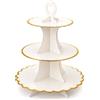 Tumtanm Alzata per cupcake in cartone a 3 ripiani, usa e getta, per feste, matrimoni, feste di compleanno, colore bianco