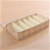 Boxiatil Contenitore Sottoletto Pieghevole, Portascarpe Sottoletto, Custodia Sottoletto Contenitori per Scarpe, 6 Scomparti Organizer, Contenitore per Vestiti, Cartone di cotone e lino,Cachi