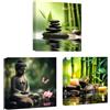 CCWACPP Stampa Zen su tela 3 pezzi Immagini di bambù Spa Pietre Zen Candele Pittura Buddha Bagno Trattamento di bellezza Meditazione Decorazione della stanza Incorniciato (30x30cmx3)