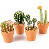Oairse Set di 4 mini piante finte di cactus artificiali in vasi di terracotta, piante grasse artificiali assortite, cactus decorativi, per casa, cucina, bagno, scrivania, libreria, decorazione per interni
