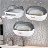 Sporgo Portasapone senza fori, 3 pezzi, con scarico e coperchio, montaggio a parete, autoadesivo, in plastica, per bagno, cucina, Keep Dry