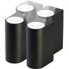 Lunartec lampada up and down esterna: set of 4 Lampada da parete rotonda, nero, each 2x GU10 socket, IP44 (up and down interna GU10, da parete resistente agli schizzi)