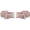 emmevi Coppia Set 2 Copripoltrona Salva Poltrona Universale Imbottito Morbido Double Face Elegante Rosa