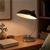 Alpinaluz Lampada da Tavolo Bauhaus E27 Verde Scuro Cromo Metallo Ø29 cm | Paralume verde orientabile, braccio cromato regolabile e interruttore sulla base per scrivania, studio, lettura o comodino