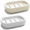 KIMHOME 2 portasapone portatili, antiscivolo, con drenaggio, per bagno e cucina, facile da pulire (bianco e grigio)