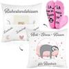ZRUEWOT Set regalo per donne - federa antistress & calzini con scritta Ich bin in pensione, ich muss gar nix - divertente regalo pensionato per donne, colleghe e amiche per addio
