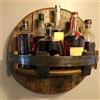 Generic Portabottiglie da parete in legno, organizer vintage per esposizione e stoccaggio, mensola rotonda per decorazione domestica, supporto autoportante per botte per wine bar