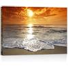 Galmcook - Stampe su tela con cornice - Quadro 30x40 cm Tramonto, stampa artistica su tela, immagini di spiaggia su tela per soggiorno o camera da letto, quadri moderni con ganci e senza tracce di