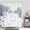 NYMB Tenda da doccia sportiva, per vacanze invernali, viaggi, neve, montagna, sci, funivia, tessuto in poliestere, tenda da bagno natalizia con ganci, 160 x 178 cm