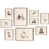 Hambient Set 9 Stampe Cameretta Bambini senza Cornice - Poster Vintage Beige per Decorazione Parete - Quadretti Bambini - Animali - Decorazioni per Cameretta Neonati