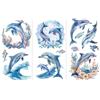 Peacoblue Sticker per Trasferimento per Mobili, Decorazioni Artigianali 6X12 Delfini con Oceano, 3Pezzi Trasferimento DTF Impermeabile UV per Cassetti Lingerie, Cassettiera, Vetro, Porcellana