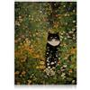 Dazzlewall Poster Retro Gatto e Fiori, Gatto Nero e Bianco tra Fiori in Stile Klimt Stampa su Tela per Soggiorno 30×40 cm Senza Cornice