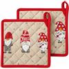 MIJOMA Set di 2 presine, 20 x 20 cm, design natalizio con gnomi, presine in cotone con passante per appendere, tessuto da cucina Xmas per l'Avvento