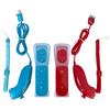 Generico Confezione da 2 Controller Wireless Compatibili con Console Wii e Wii U, Set Completo con 2 Telecomandi, 2 Controller Nunchuck, Custodie Ptotettive in Silicone e Laccetti da Polso (Colore Blu e Rosso)
