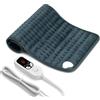 Levesolls Termoforo Elettrico 60x30cm - 6 Livelli Di Temperatura, 4 Timer | Per Schiena, Spalle e Addome, Riscaldamento Rapido, Spegnimento Automatico, Lavabile In Lavatrice - Grigio Bluastro