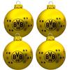 Dortmund Borussia Dortmund BVB Palle dell'Albero di Natale, Set di 4, Giallo, Taglia Unica