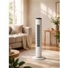 Opviq Kumtel Ventilatore bianco di alta qualità, 50 W, 30 x 30 x 102,8 cm, 3 velocità, oscillazione a 60°, telecomando, timer
