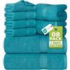 Utopia Towels Utopia, Set di 8 asciugamani composto da 2 teli bagno, 2 ospiti e 4 lavette, in 100% cotone filato ad anelli da 600 g/m², altamente assorbenti, per bagno, palestra, hotel e spa (verde acqua)