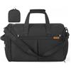 SONGMICS Borsone da Viaggio Pieghevole con Scomparto Scarpe, 50 L | Borsa da Palestra Sportiva, 55 x 35 x 25 cm, Poliestere, Idrorepellente, per Weekend, Nero, RBF050B101