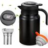 GOMETY Thermos da 1,5 l con colino da tè, thermos in acciaio inox 316, caffettiera a doppia parete con indicatore di temperatura, a prova di perdite e antigoccia, per tè, caffè e latte