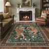 GENIMO Tappeto Salotto motivo animali, Lavabile, 160x230 cm, Verde Scuro | Lavabile in Lavatrice, Pelo Corto Morbido, Con Retro Antiscivolo, Tappeto Decorativo per Camera da Letto, Cucina, Corridoio