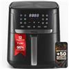 La Moustache - Friggitrice Senza Olio 7L ad Aria Calda 1800W con E-Book di Ricette, Air Fryer con 12 Programmi, Controllo Digitale 80 e 200 °C, Timer, Griglie Antiaderenti (Pro Smart)