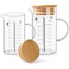 Aevcvok 500ml+1000ml Caraffa Graduata,Brocca Dosatrice in Vetro 0,5L 1L, Barattoli Vetro con Coperchio con Scala Precisa,Brocca Graduata per Misurare Ingredienti per Dolci Cottura,Misurino con Manico