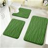 Homcomodar Set di 3 tappetini da bagno in morbido memory foam, antiscivolo, lavabili, assorbenti dall'acqua, a forma di U, per doccia, WC e vasca da bagno (verde)