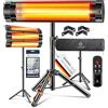 Kesser® Radiatore a infrarossi, riscaldatore per terrazza 2500W con telecomando, inclusa protezione e supporto telescopico regolabile in altezza, ideale per seggiolone e terrazza, raggi infrarossi
