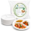 SOLEPLASTIC 50 Piatti Compostabili a 3 Scomparti da 23 cm Bianchi - RESISTENTI anche con CIBI CALDI - RIUTILIZZABILI - in Fibra Vegetale - Idonei per Microonde e Forno - per Catering, Mense, Feste e Banchetti