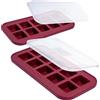 Souper Cubes 2 cucchiai di vassoio in silicone per congelatore con coperchio, contenitore per la preparazione dei pasti facile e soluzione di conservazione della cucina, stampo in silicone per zuppe e