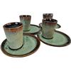 PintoCer - Set di Tazzine per Caffè Espresso in Ceramica Gres (Verde/Verde, 4)
