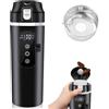 GOMETY Bollitore elettrico da 12 V/24 V per auto, 500 ml per auto, 50 - 100 W, con rivestimento in acciaio inox 304 con LCD, temperatura regolabile da 100 ℃, per camion, campeggio, viaggio
