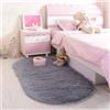 Hearda Tappeto Ovale Morbido Camera da Letto Pelo Lungo, Tappeto Shaggy per Salotto Tie Dye Tappetino Soffice Peloso Pelo Lungo Moderno Lavabile con Fondo Antiscivolo (Grigio,80x200cm)