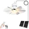 KZT Ventilatore solare da soffitto con illuminazione e telecomando, LED dimmerabile, lampada da soffitto a tre velocità, luce regolabile per esterni, giardino, gazebo, campeggio