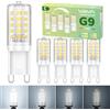VIIIVA Lampadina LED G9, luce bianca fredda, dimmerabile, confezione da 5 pezzi, 6000 K, 3 W, lampadine alogene di ricambio 45 W, G9, 480 lm, lampadina a risparmio energetico AC220-240 V, angolo di