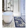 Pierre Tappeti Tappeto disegno MAIOLICA BLU decorazione piastrelle ceramica, tappetino bagno multiuso lavabile in lavatrice e anti-scivolo cm.55x80