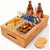 TFSZE Snack Box per Divano Bar,Organizer in Legno per Divano,Divano Con 3 Vassoi Snack in Acciaio Inox,Vassoio Legno, Viene Fornito Con Ciotole Snack Staccabili,Couch Bar Snack Bar per Divano/Letto
