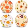 DHAIQC Confezione da 48 piatti di carta usa e getta da 17,8 cm, motivo foglia d'acero e zucca, piatti da dessert, piatti da cena, per feste autunnali, raccolti autunnali, festival, forniture per feste