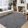 LuxFocus Tappeto lavabile per soggiorno 200x290 cm, moderno tappeto a pelo corto con design geometrico, antiscivolo e morbido, design minimalista a linee per soggiorno, sala da pranzo e ufficio, nero